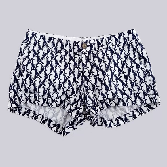 Old Navy Pants - White Navyblue Shorts With Seahorses Print